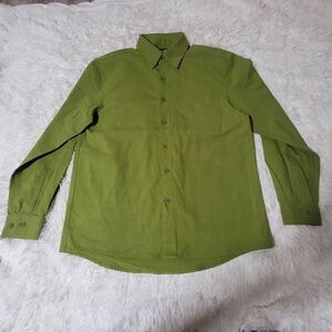 Weekendz off long sleeve button-up casual green shirt S